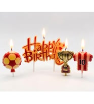 Taraftar Temalı Sarı Kırmızı Happy Birthday Kupa Şekilli Mum Set