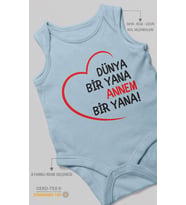 Dünya bir yana annem bir yana Sıfır Kollu Bebek Zıbını %100 Pamuk
