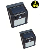 2 ADET Güneş Enerjili Bahçe Teras Balkon Gece Aydınlatma Lambası Armatürü -Dekoratif Solar Aplik
