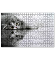 Cakapuzzle Cam Zeminde Sevimli Yavru Kedi Çizim  Puzzle Yapboz MDF (Ahşap) (120 Parça)