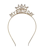 Taç Metal Taşlı My Birthday Altın gold renk