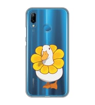 Huawei P20 Lite Uyumlu Tatlı Ördek Desenli Şeffaf Telefon Kılıfı