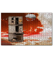 Cakapuzzle Metruk Bina, Trapezciler ve Bulutlar Puzzle Yapboz MDF (Ahşap) (120 Parça)