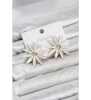 Beyaz Renk Kristal Taşlı Lotus Model Kadın Küpe TJ-BKP11929