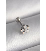 316L Çelik Gümüş Renk Zirkon Taşlı Çiçek Model Tragus Piercing