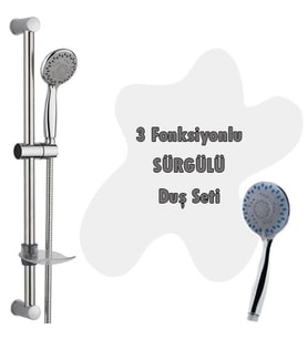 3 Fonksiyonlu Sürgülü Duş Seti 5 Parça Özel Set