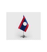 Laos Devleti Tekli Saten Masa Bayrağı Seti