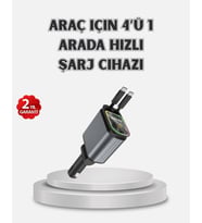 Araç Şarj Cihazı 4 Portlu 66w Hızlı Şarjlı Led Işıklı Ve 180° Dönebilir