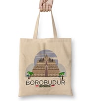 Borobudur Mahayana Buddhist Java Temple Bez Çanta Uzun Saplı