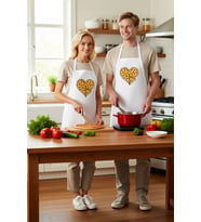 Erkek Unisex Mutfak Aşçı Önlüğü Pizza Kalp Baskılı Rahat Kesim Günlük Kullanım Modern Şık Konforlu