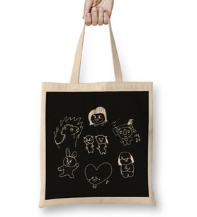 Bts Bt21 Drawing White Bez Çanta Uzun Saplı