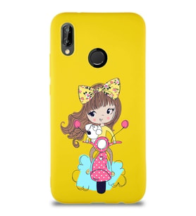Huawei P20 Lite Soft Premier Kapak Vespagirl Tasarımlı Silikon Kılıf - Sarı (Şeffaf)