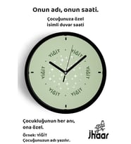 İsme Özel Soyut Yıldızlı Çocuk Odası Duvar Saati Orta Boy 30 cm Siyah Camlı Sessiz