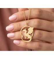 Kişiye Özel Mitolojik Ejderha Kolye 925K Gümüş (Gold)