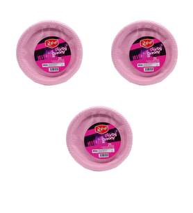 Roll-Up Kullan At Renkli Pembe Parti Davet Plastik Tabak - 22 Cm. - 25 Adetlik 3 Paket