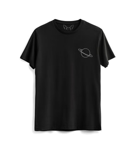 Satürn Baskılı  Siyah Tshirt