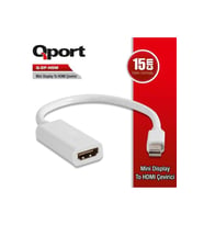 QPORT Q-DP-HDM 0.15metre mDP-HDMI Görüntü Adaptörü Beyaz Mini 1080p