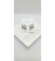 Silver Renk Üçlü Görünüm Plaka Yıldız Küpe