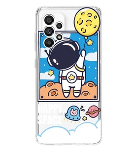 Samsung Galaxy A52 Uyumlu Astronot Desenli Şeffaf Telefon Kılıfı
