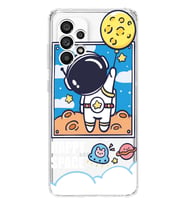 Samsung Galaxy A52 Uyumlu Astronot Desenli Şeffaf Telefon Kılıfı