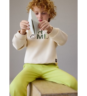 Mayoral Erkek Çocuk Kapşonlu İki İplik Sweatshirt Krem