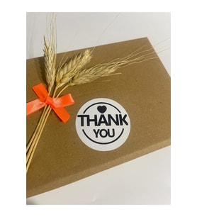 Thank You Yuvarlak Kalpli Siyah Yazılı Yuvarlak Yapışkanlı Etiket 5x5 cm 100 adet