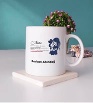 Anneler Günü Hediyesi Anneye Hediye - 4 - Kupa Bardak ve Taş Bardak Altlığı Hediye Seti