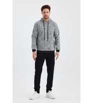 Monox Erkek Kapşonlu Kırçıllı 3 İplik Sweatshirt (Antrasit)