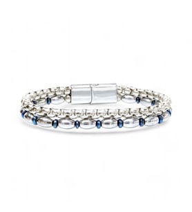 Moncuk Design Çelik Zincirli Gümüş Arpa Ve Mavi Hematit Bileklik 33512B21D4