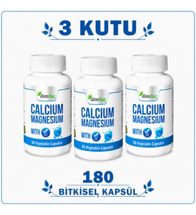 Calcium Magnesium D3 3 Kutu 180 Bitkisel Kapsül – Kalsiyum Magnezyum Takviye Edici Gıda