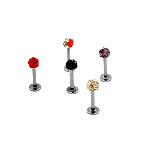 Renkli Taşlı Çelik 5 Adet Kaş Tragus Piercing