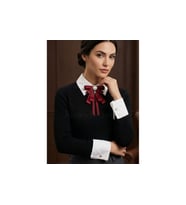 Kadın Fiyonk Broş-Bordo. Çiçek Boncuk Detaylı. Fiyonk Broş Kurdele. Boyun Kravat