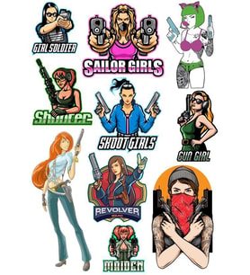 Savaşçı Kız Sticker Set 13 Parça Telefon, Tablet, Defter, Laptop Sticker