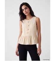 LCW Vision Sarı Çizgili Modal Karışımlı Peplum Bluz