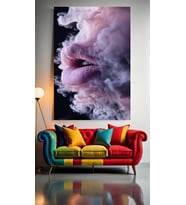 DUMANLARIN İÇİNDE Kİ DUDAK V1 Ev Duvar Salon Güzellik Salonu Ofis Dükkan Dekarasyon Kanvas Tablo (Çok Renkli)