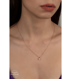 SWAROVSKİ CRYSTAL TEK TAŞ  925 AYAR GÜMÜŞ KOLYE
