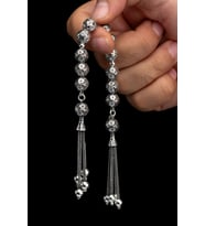 Sertifikalı Gümüş Tespih 8.5mm 27Gr Küre Kesim, Zaza Tesbih (Gri)