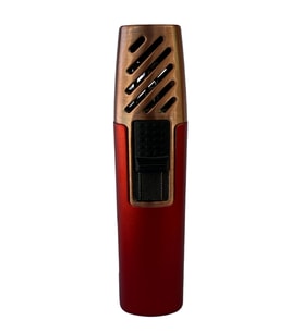 PremiumQuality Kırmızı-Bronz Tek Torch Pürmüz Metal Puro Çakmağı - TR8581