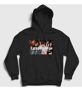 Presmono Unisex Beyaz Le sserafim K Pop Kapüşonlu Sweatshirt 438553tt (Siyah)