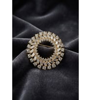 Gold Renk Zirkon Taşlı Halka Model Broş 5886