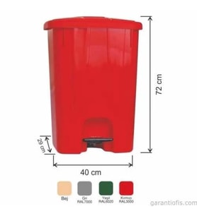Garanti Metal 7144 Tekerlekli Plastik İç Kovasız Köşeli Pedallı Çöp Kovası (85 Litre)