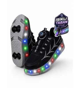 Unisex Yetişkin Çocuk Spor Ayakkabı Akıllı Bağcıklı Çıkarılabilen Patenli Işıklı Sneaker 003