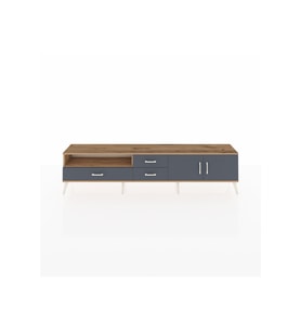 Arges TV Ünitesi 2 Raflı 3 Çekmeceli 2 Kapaklı 220x30x51 Çam-Antrasit