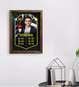BK Gift Kişiye Özel Doğal Masif Ahşap Çerçeveli Tablo 45x65cm Futbolcu Kartı-4