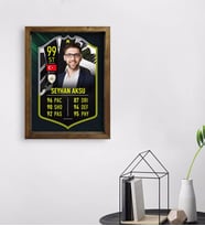BK Gift Kişiye Özel Doğal Masif Ahşap Çerçeveli Tablo 45x65cm Futbolcu Kartı-4