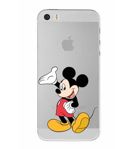 Apple iPhone 5 Uyumlu Kamera Korumalı Tıpalı  Kapak Mickey Mouse TasarımlıŞeffaf Kılıf