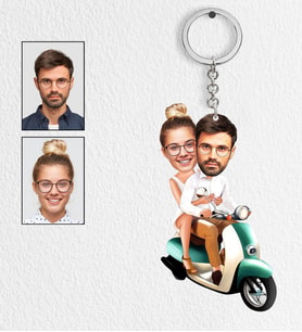 Kişiye Özel Motorlu Çift Tasarımlı Karikatür Anahtarlık