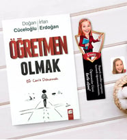BK Gift Kişiye Özel Kadın Öğretmen Karikatürlü Ahşap Kitap Ayracı Ve Öğretmen Olmak Kitabı Hediye Seti-3