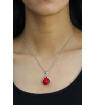 Mercan Taşlı Zambak Model Telkari Gümüş Kolye