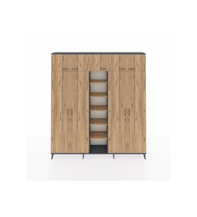 Arges Gardrop 12 Raflı 9 Kapaklı 2 Askılı 220x30x243 Antrasit-Çam